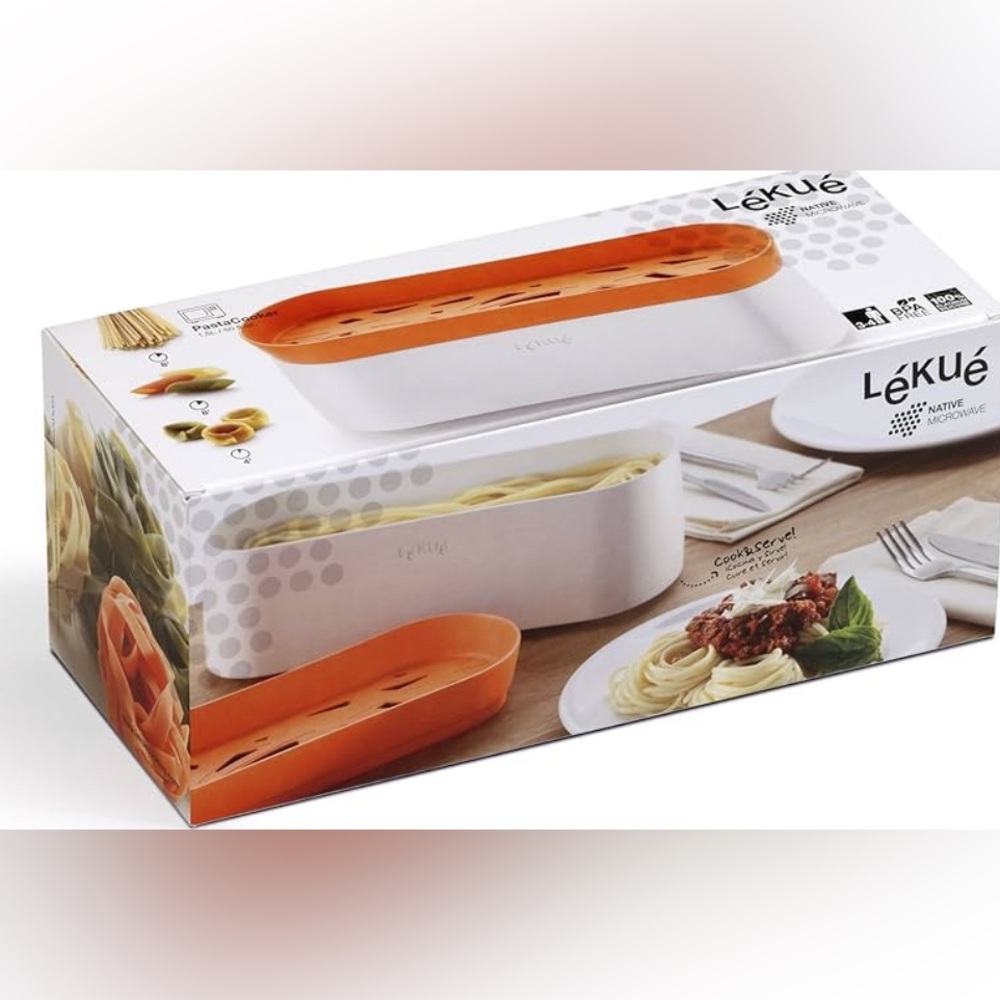 Lekue Microwave Pasta Cooker Orange and White